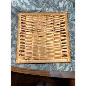 Woven Rattan Trinket Box Hinged Lid Storage Organizer